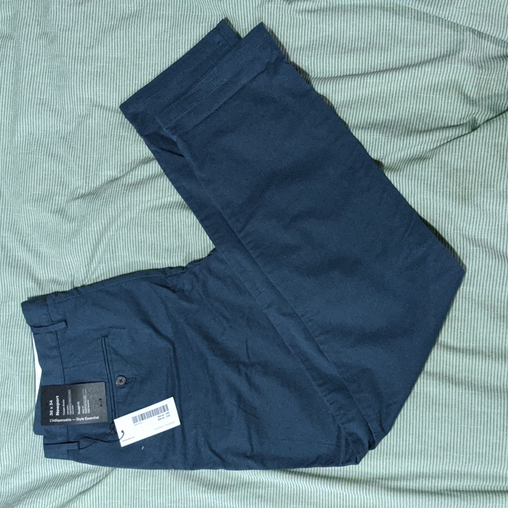 Blue Straight Fit Newport Chinos, Frank & Oak, 36 x 34 NWT
